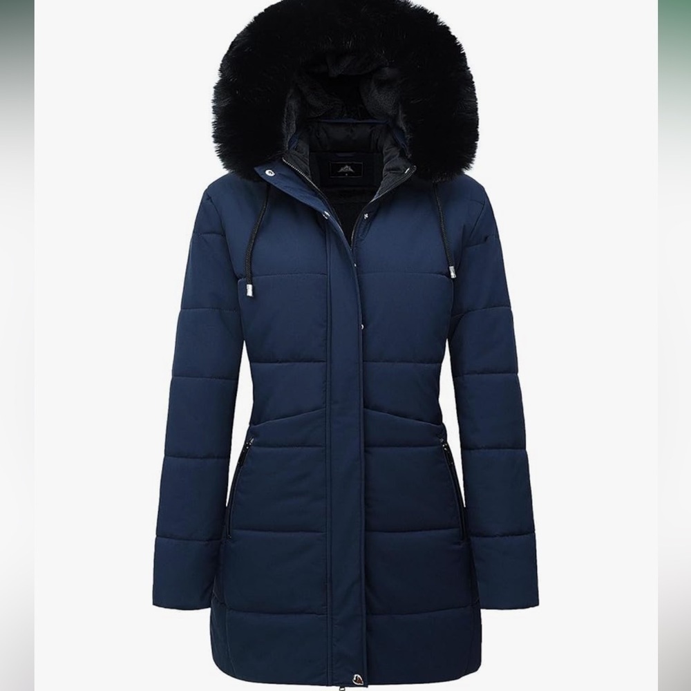 MOERDENG Women's Winter Windproof Warm Down Coats Waterproof Thicken Sz L Blue